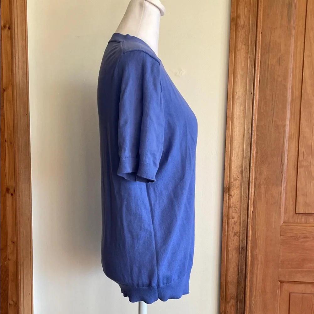 J. CREW Women's Blue Crew Neck Short Sleeve Pullover Sweater M
